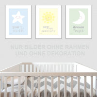 PRICARO Poster "Sonne Mond Sterne", A4, 3er Set